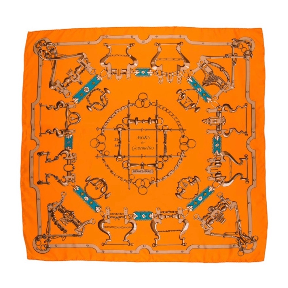 Hermès Mors et Gourmettes silk scarf